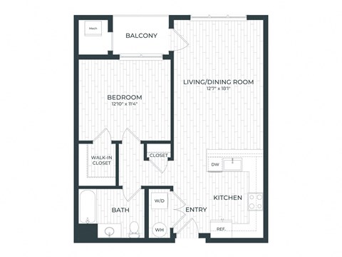 a floor plan of a unit with an open floor plan